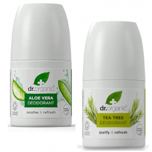 Déodorant bio à l'aloe vera Dr. Organic 50 ml + Déodorant bio à l'arbre à thé 50 ml