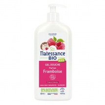 Natessance Kids Bio Gel Douche Framboise 500ml - Douceur - pour Peau Normale, Peau Sèche à Très Sèche