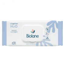Biolane - Lingettes nettoyantes H2O à l'eau pour bébé - 72 lingettes épaisses pour Peau Normale