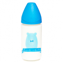 Suavinex Biberon en Verre Meaningful Life Bleu Housse Silicone 240ml - Col étroit -