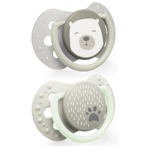 Lovi Mini Chupetes Dinámicos Buddy Bear Gris 0-2m 2 uds