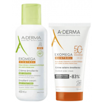 Crème émolliente A-Derma Exomega Control 400 ml + Crème SPF50+ 150 ml