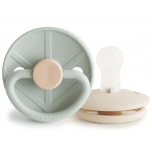Bloco de silicone para chupeta Frigg Little Viking, cor Viking Sálvia/Creme, +0m, 2 unidades