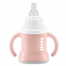 Béaba Tasse Evoluclip 3 en 1 Old Pink - Silicone, Plastique -