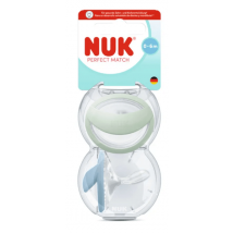 Sucette Nuk Perfect Match en silicone bleu/gris 0-6 mois (2 unités)
