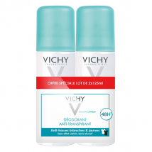 Vichy Déodorant Anti-Traces Blanches & Jaunes 48h Spray Lot de 2 x 125ml - Anti-transpirant -