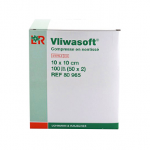 L&R Vliwasoft Compresse en Non-Tissé Stérile 10x10cm 50 x 2 compresses - Stérile -