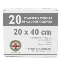 Gran Cruz Gasas Estériles 40x20cm 20 unidades
