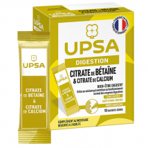 UPSA Citrate de Bétaïne & Citrate de Calcium sans Sucres Bien-Être Digestif 10 sachets