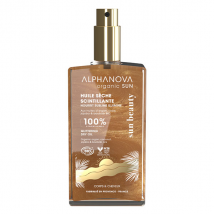 Alphanova Organic Sun beauty Huile sèche scintillante bio* - 100ml Vegan - Hydratant et Nourrissant - pour Peau Normale