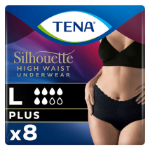Tena Silhouette Sous-Vêtement Taille Haute Noir Plus Taille L - 8 unités