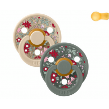 Babadores Chupetas Color Redondo Liberty Camomila Gramado/Pinho Mix 0-6m 2 unidades