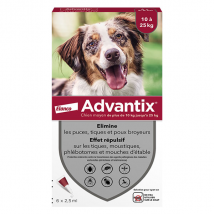 Advantix Chien Solution Antiparasitaire Race Moyenne 10 à 25kg 6 pipettes -