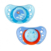 Chicco Physio Forma Air Silicone 6-16m Lot de 2 + Boite de Stérilisation Poisson Pomme - Physiologique -