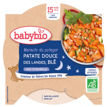 Babybio Repas Soir Assiette Patate Douce Blé +15m Bio 260g - Légumes -