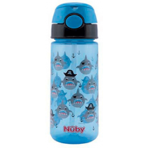 Caneca Nûby com botão e palha macia +3 anos 540 ml Azul