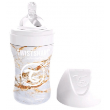 Garrafa Anti-Cólicas Twistshake Aço Branco Mármore +2m 260 ml