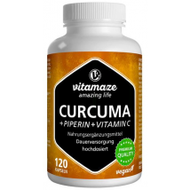 Vitamaze Cúrcuma + Piperina + Vitamina C Vegano 120 Cápsulas