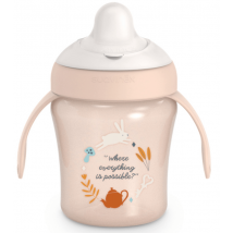 Gobelet d'apprentissage Suavinex Wonderland rose avec bec rigide indéchirable +6 mois 200 ml