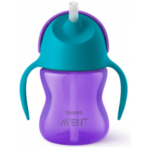 Avent Glass with Straw and Handles +6m 210 ml Purple