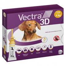 Vectra 3D solution spot-on pour chiens de 1,5–4 kg - 3 pipettes