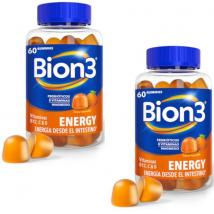 Bion3 Energy Multivitaminas con Probióticos, Vitaminas B12, C, D y Magnesio 2x60 Gummies