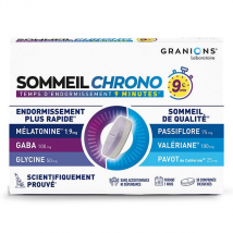 Granions Sommeil Chrono 9min - 1,9 mg, Valériane, Passiflore, Gaba - 30 comprimés