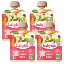 Babybio Pouch Kiwi, Mango and Coconut +6m 4x90 gr