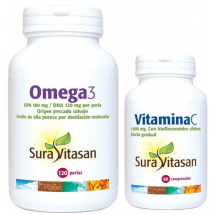 Sura Vitasan Vitamina C 1000mg 60 Comprimidos + Ómega3 120 Pérolas