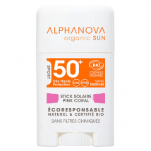 Alphanova Sun Stick Solaire Visage Rose SPF50+ Bio 10g pour Tous Types de Peaux