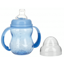 Biberão Nûby Tritan Training Boca Larga e Gargalo +6m 240 ml Azul