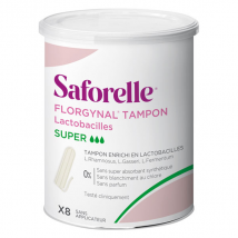 Saforelle Protections Tampon Florgynal Probiotique Super 8 unités - Avec Applicateur Compact -