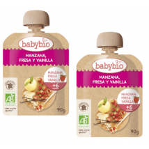 Babybio Pouch Maçã, Morango e Baunilha +6m 2x90 gr