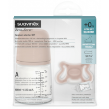 Suavinex Zero Zero Set Newborn Medium Bottle Adaptable Flow 180 ml + Pacifier +0m