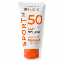 Laboratoires de Biarritz Soins Solaires Sport Lait SPF50 Bio 50ml pour Tous Types de Peaux