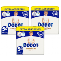 Dodot Sensitive Extra-Jumbo Diapers Pack T5+ (12-17 Kg) 3x44 units