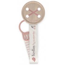 Suavinex Birdies Fabric Pacifier Clip with Double-Sided Design, Pink +0m
