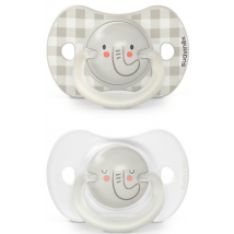 Suavinex Chupeta Noturna Tetina Fisiológica SX Pro Silicone Elefante Cinza 0-6m 2 unidades