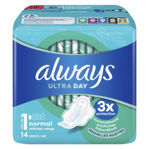 Always Serviettes Ultra Normal avec Ailettes 14 unités