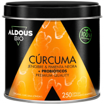 Aldous Bio Curcuma con Zenzero e Pepe Nero con Probiotici 250 Capsule