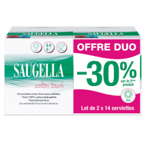 Saugella Cotton Touch Serviettes Hygiéniques Jour avec Ailettes - 2 Packs de 14