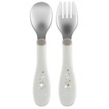 Chicco Set de Cubiertos Inoxidable Gris +18m