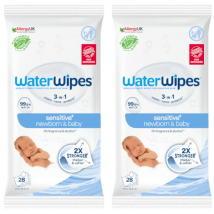Toalhitas Waterwipes para bebé, 2 embalagens com 28 unidades.
