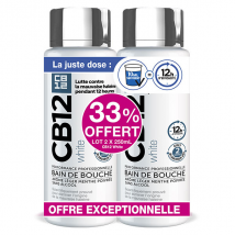 CB12 White Bain de bouche dents blanches 12h d'haleine fraîche - Lot 2x250 ml