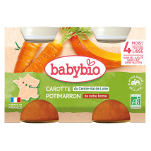 Babybio Légumes Pot Carotte Potimarron +4m Bio 2 x 130g - Légumes -