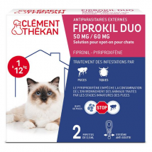 Clément Thékan Anti-Puces Chat et Anti-Tiques, Double Action, 2 pipettes