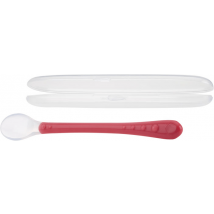 Cuillère longue en silicone Nuby avec étui +6m Rose