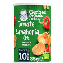 Gerber Organic Puffs com Tomate e Cenoura +10m 35 gr