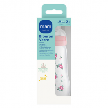 MAM Biberon Verre +2m Fleurs 260ml - Col large -