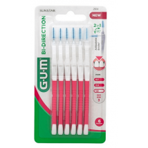 Brosses Interdentaires Bi-Direction 1.2mm Gomme Rose 6Uds